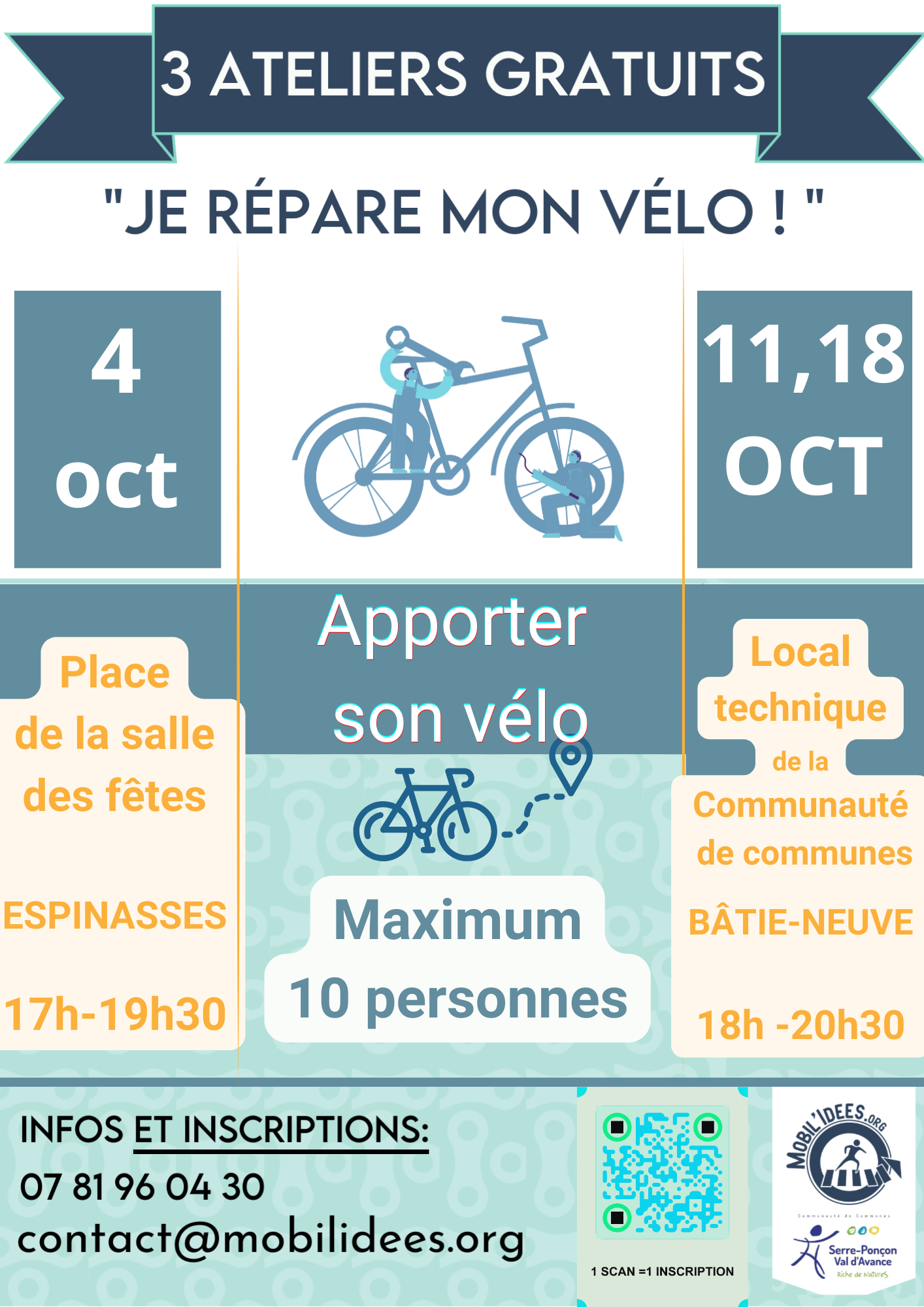 You are currently viewing Ateliers mobiles de réparation de vélos à La-Bâtie-Neuve et Espinasses